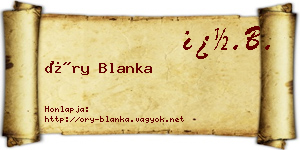 Őry Blanka névjegykártya
